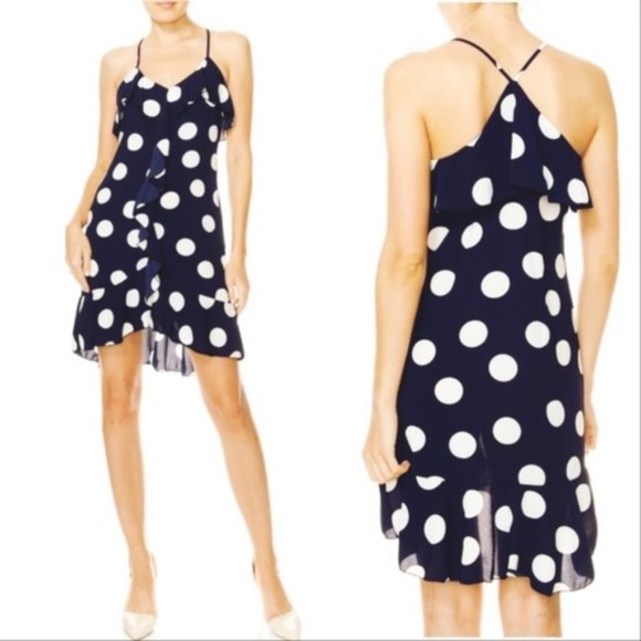 Navy Blue Polka-Dot Dress - Picture 3 of 5